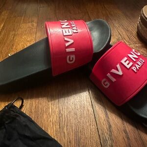 Givenchy Red and Black Slide Sandals